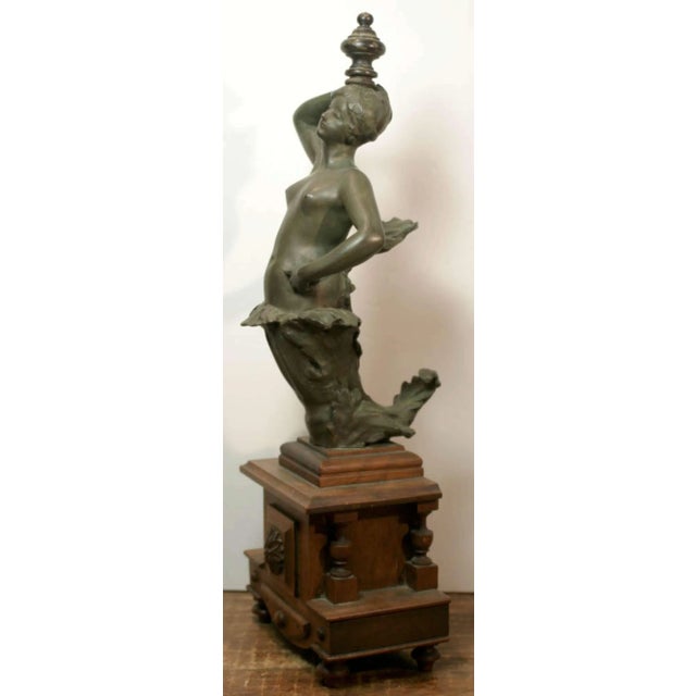 Set of Two Antique Art Nouveau Nude Lady Statues or Chenets For Sale - Image 9 of 12