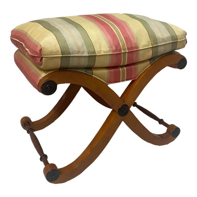 Late 20th Century Vintage X Base Neoclassical Ottoman by Hickory For Sale