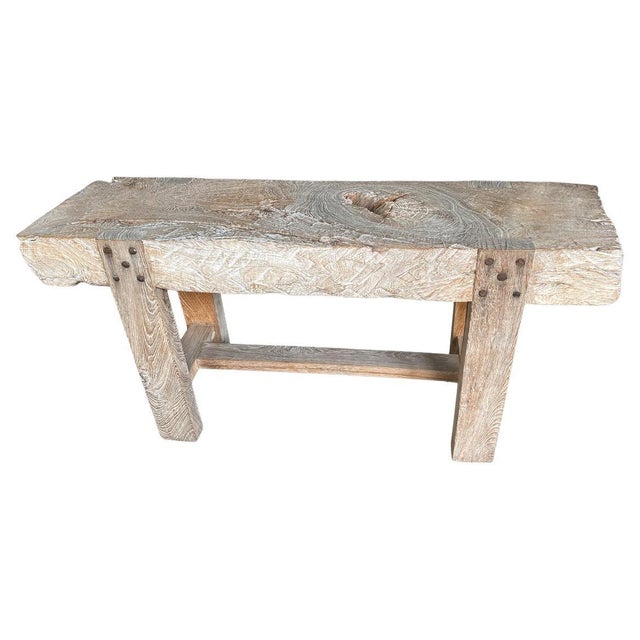 Andrianna Shamaris Impressive Teak Wood Log Style Console Table For Sale - Image 9 of 18