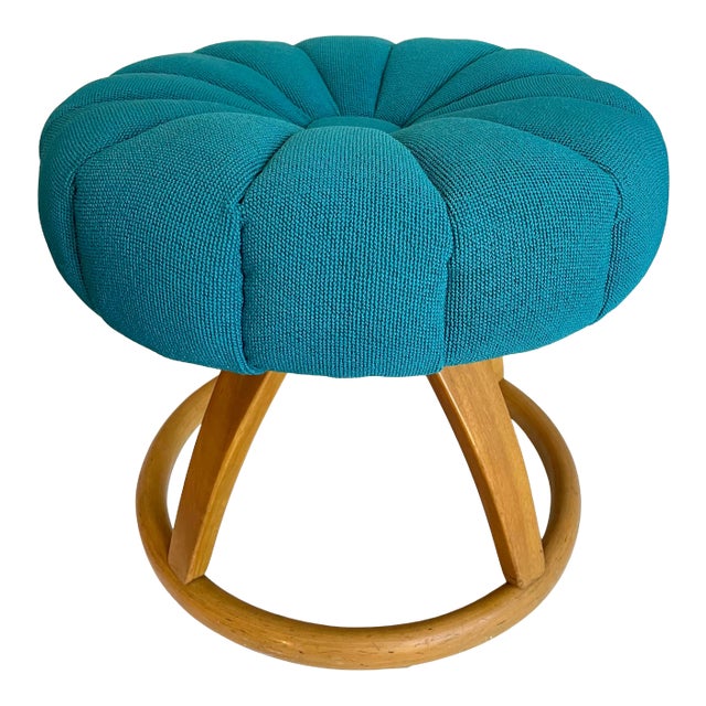 Mid 20th Century Heywood-Wakefield Mid-Century Modern Flower Swivel Ottoman Footstool For Sale