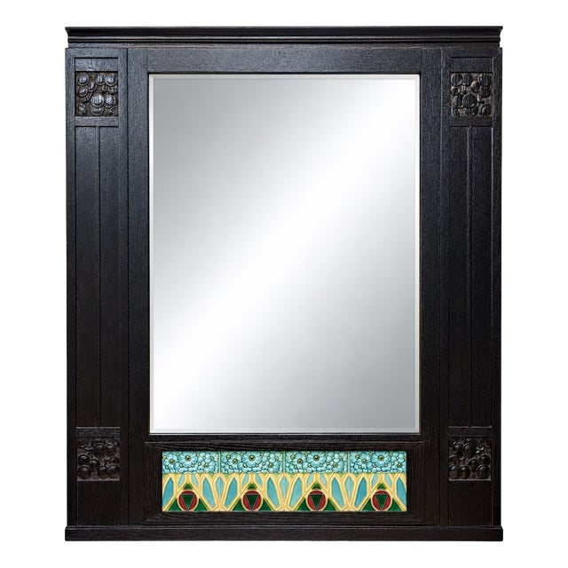 Glass and Wood Mirror, 1910 For Sale