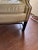 Mid 20th Century VTG Classic Leather Inc Mahogany Chippendale Wingback Chair Ottoman Beige Set For Sale - Image 5 of 15