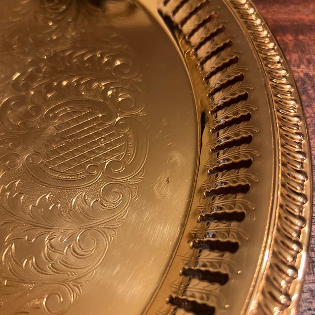 1980s 1980s 24 Karat Gold Plated Serving Service Tray For Sale - Image 5 of 8