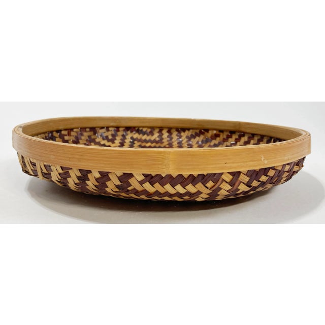 Brown Woven Rattan Basket Tray For Sale - Image 8 of 9