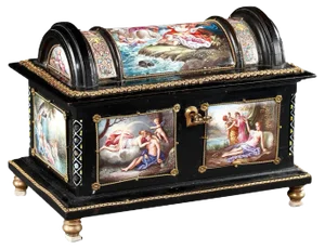 Enamel Chest with Mythological Scenes, 19th-Century