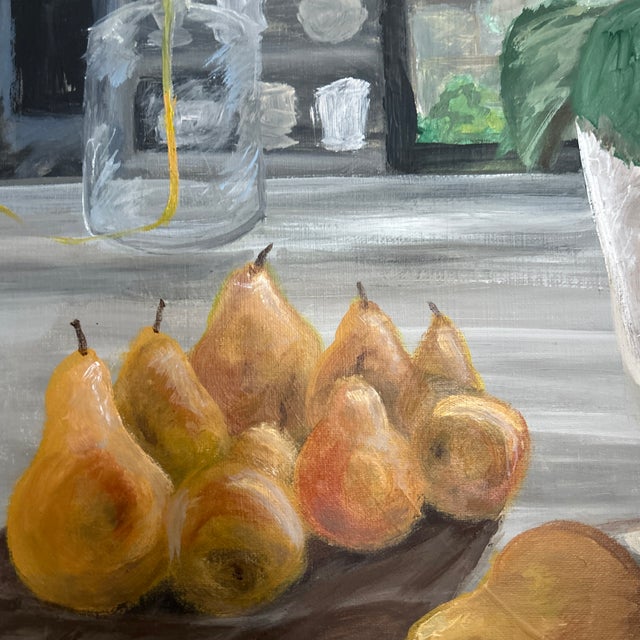 Contemporary impressionist still life painting with pears. Signed, dated and titled. Measures 12x16 / 13.5x17.5 framed....