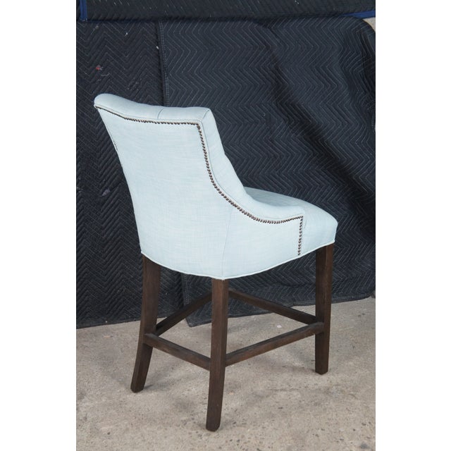 3 Restoration Hardware Rh Martine Tufted Blue Bar Counter Stools 42" For Sale - Image 6 of 14