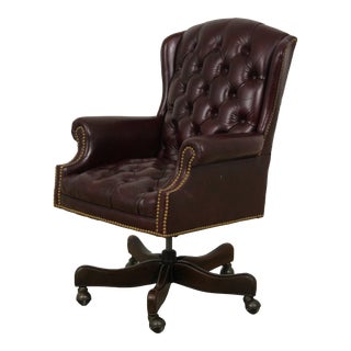 Hancock & Moore Tufted Leather Office Desk Chair For Sale