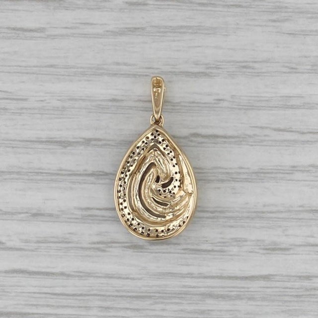 Metal 0.35ctw Diamond Swirl Teardrop Pendant 14k Yellow Gold For Sale - Image 7 of 8