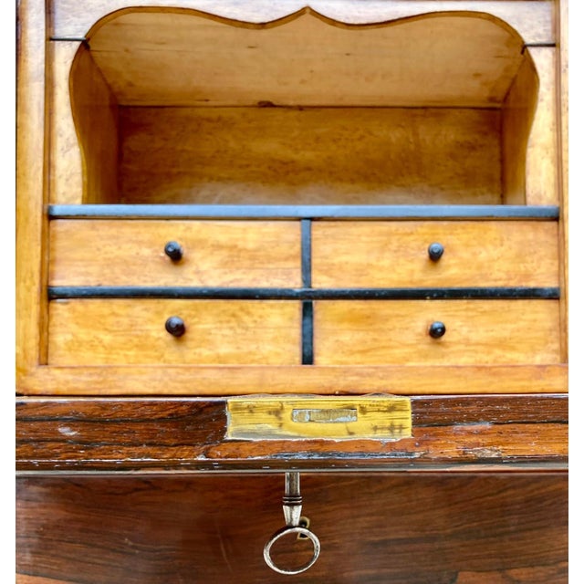 French Mid 19th Century French Louis Philippe Carved Walnut Secretary Cabinet, 1890s For Sale - Image 3 of 18