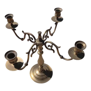 1980s Solid Brass Quad Candelabra