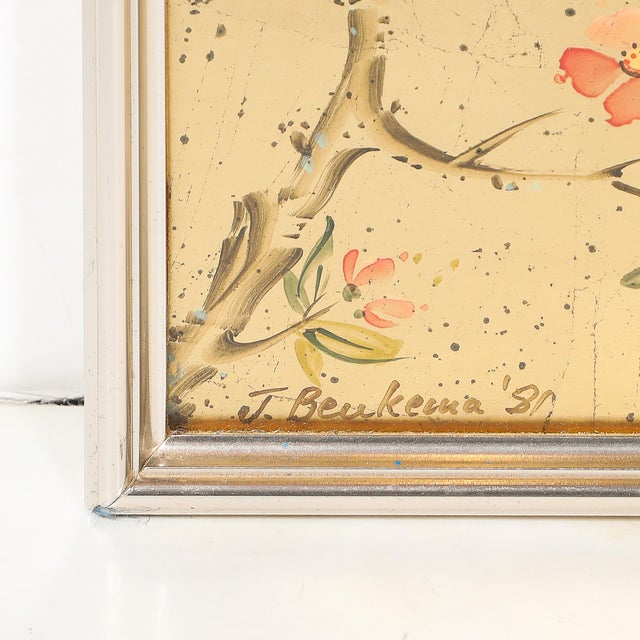 Mid-Century Gilt Eglomise Chinoiserie Narrative Border Mirror Signed J Beukema For Sale - Image 10 of 14