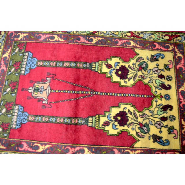 1960s Turkish Islamic Handmade Prayer Rug For Sale In Phoenix - Image 6 of 10