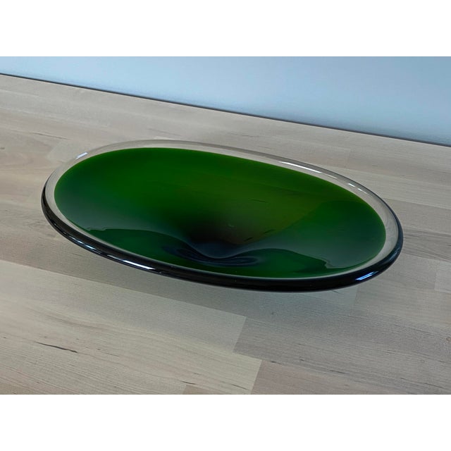 Green Early 1950s Oval Green Glass Sommerso Console Bowl Attributed to Erickson Glass For Sale - Image 8 of 11