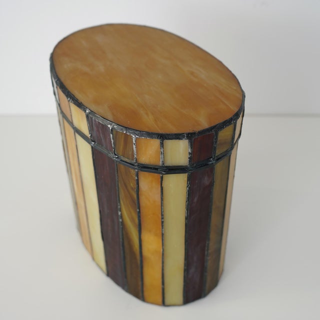 Mid 20th Century Mid 20th Century Vintage Striped Stain Glass Keepsake Box For Sale - Image 5 of 14