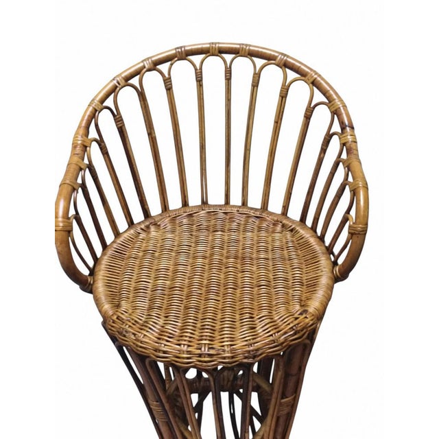 Hourglass-Shaped Woven Wicker Stools in the style of Tito Agnoli, Italy, 1960s, Set of 2 For Sale - Image 10 of 11