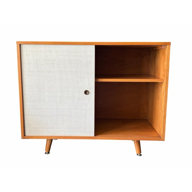 Mid-Century Modern Mid Century Modern Cabinet With Seagrass Cloth Doors For Sale - Image 3 of 4