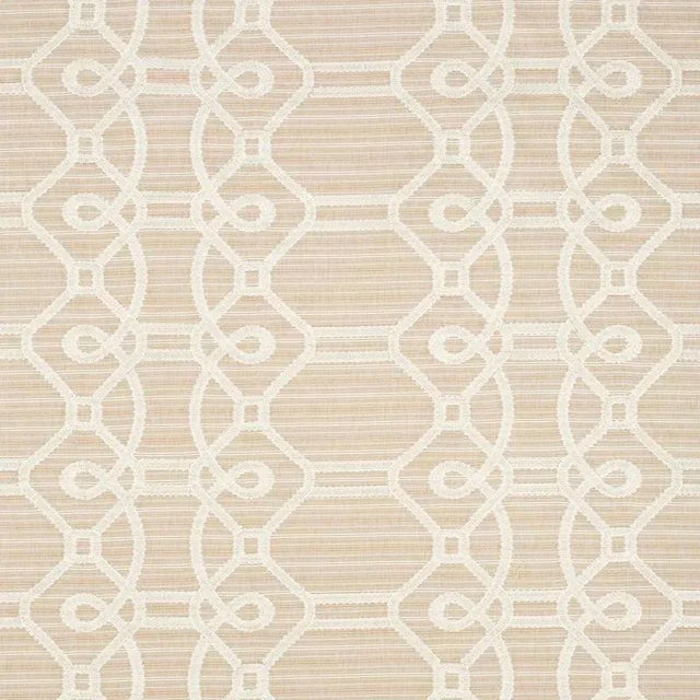 Contemporary Sample - Schumacher Ziz Embroidery Fabric in Natural For Sale - Image 3 of 3