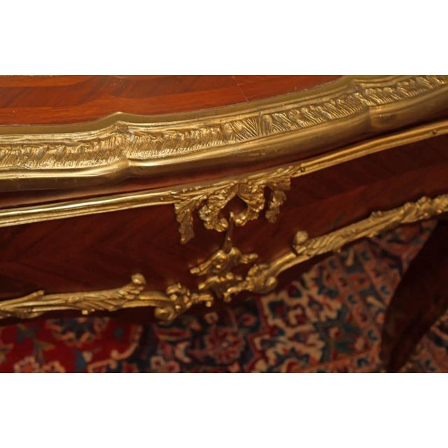 Brown ​Mid 20th Century Bronze Mounted Louis XV French Style Kingwood Writing Desk Bureau Plat For Sale - Image 8 of 15
