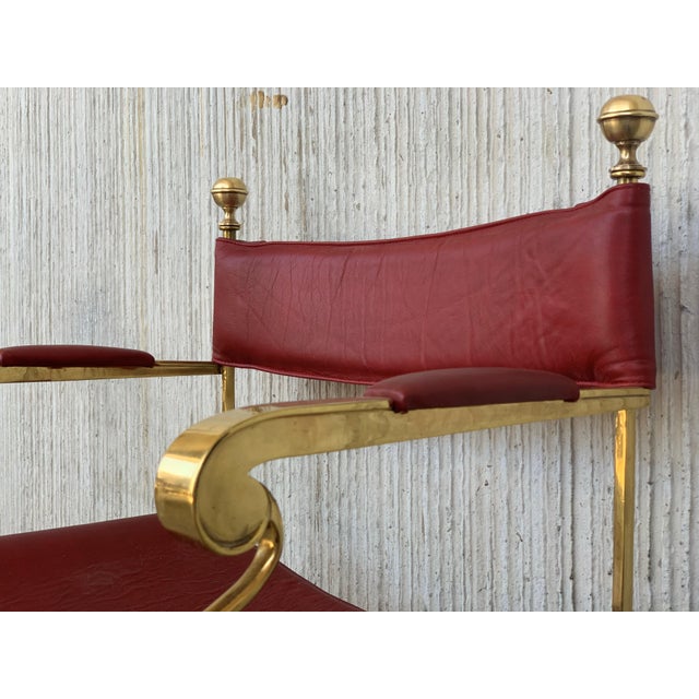 Metal 1960s Italian Hollywood Regency Chrome and Leather Savonarola Director's Chairs For Sale - Image 7 of 13