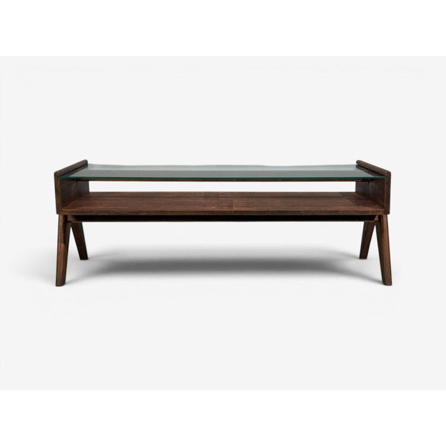 Pierre Jeanneret, Coffee Table, Teak, Glass, Chandigarh, India, 1960s For Sale - Image 4 of 11