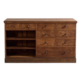 Vintage Store Counter with Glass Doors and Rear Drawer Unit, 1920 For Sale