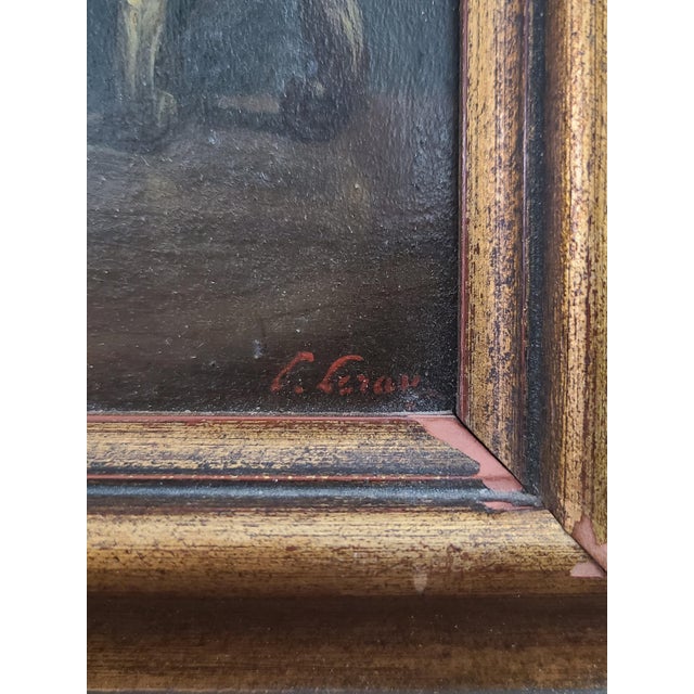Prudent-Louis Leray Antique 19th Century French Oil Painting Interior Courting Scene For Sale - Image 10 of 17