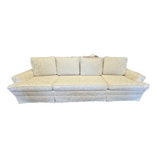 1960s Grand Scale Formal Sofa Hollywood Regency Damask Fabric For Sale