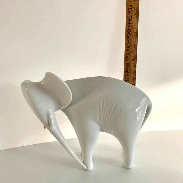 White Mid 20th Century Royal Dux Modernist Porcelain Elephant For Sale - Image 8 of 8