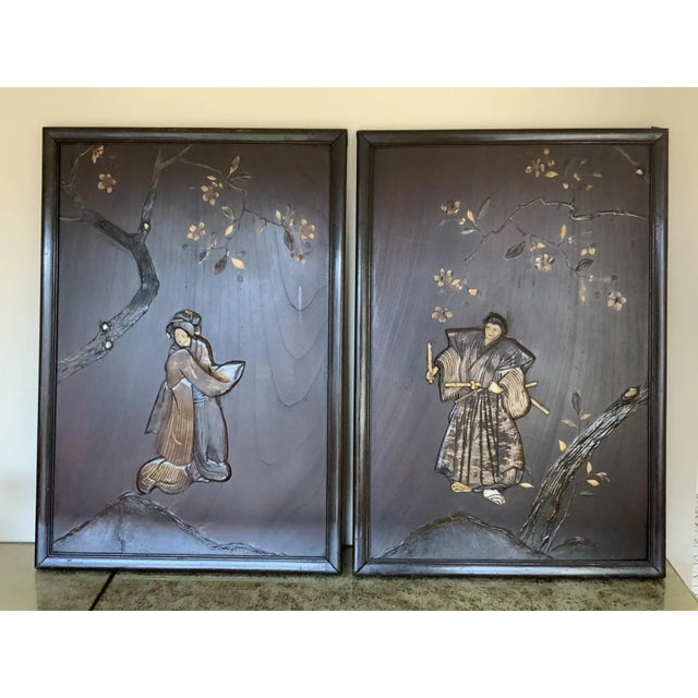 Antique Panels Depicting Japan’s Medieval Past- Set of 2 For Sale - Image 11 of 12