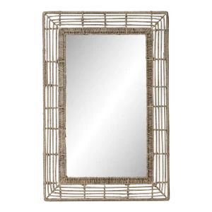 Beehive Rectangular Mirror in Natural Rattan