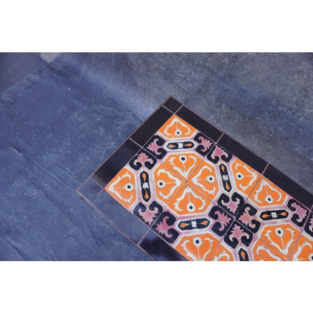 Spanish Revival 1920s Original D&m Tile Table With Wrought Iron Base For Sale - Image 3 of 7