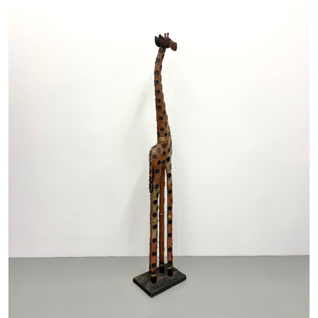Mid 20th Century Vintage Hand Carved Abstract Wooden Giraffe Sculpture For Sale - Image 5 of 8