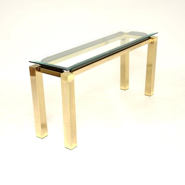 Mid-Century Modern Vintage Italian Brass and Glass Console Table, 1970 For Sale - Image 3 of 11