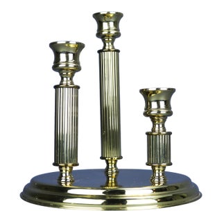 Mid 20th Century Brass Candelabra With Graduated Candlestick Holders For Sale
