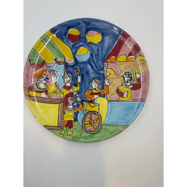 Ceramic Vintage DeSimone-Style Hand-Painted Italian Ceramic Plate For Sale - Image 7 of 7