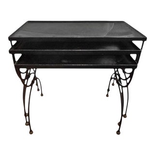 1940's French Iron and Brass Nesting Tables-Set of 3 For Sale