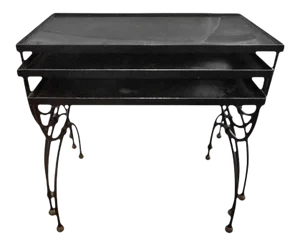 1940's French Iron and Brass Nesting Tables-Set of 3
