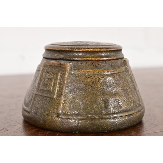 Tiffany Studios Tiffany Studios New York Greek Key Bronze Inkwell For Sale - Image 4 of 15