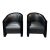 Mid 20th Century Mid-Century Modern Pair of Black Velvet and Vinyl Club Chairs For Sale