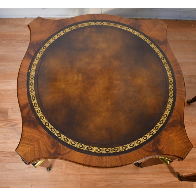 1930 Weiman English Regency Mahogany Leather Top Set Coffee Table & Side Tables For Sale - Image 15 of 18