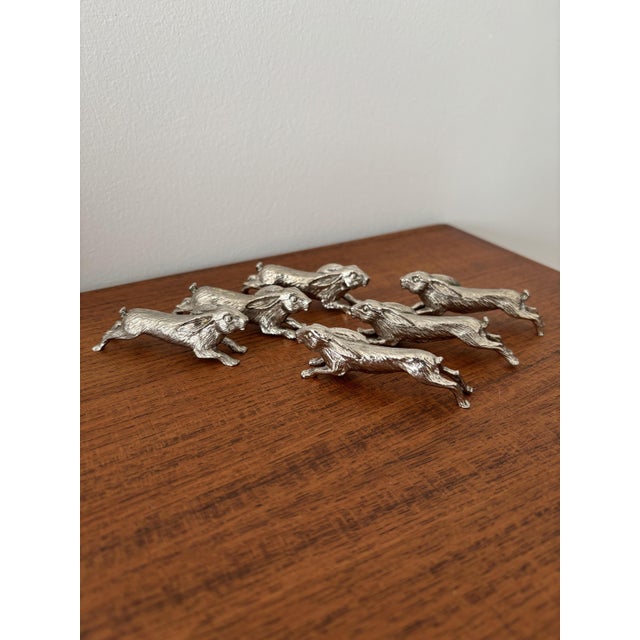 Metal Vintage Silver-Plated Metal Rabbit Knife Rests, 1970s, Set of 6 For Sale - Image 7 of 7