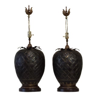 John Richard Brass Table Lamps - a Pair For Sale