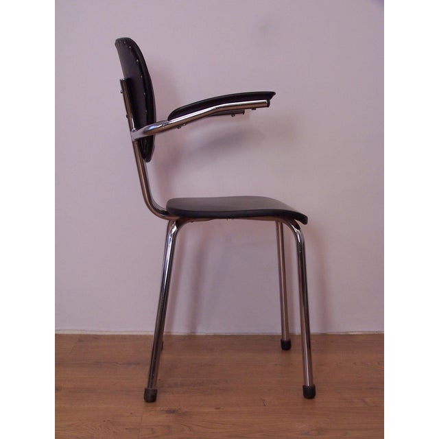 Chrome and Black Leathette Office Chair, 1950s For Sale - Image 6 of 8