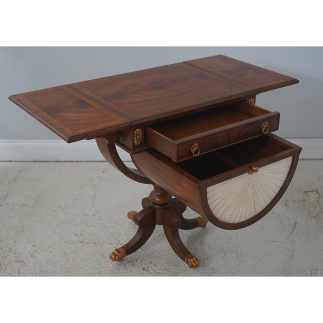 Maitland - Smith Maitland Smith Mahogany Drop Side Empire Sewing Table For Sale - Image 4 of 18