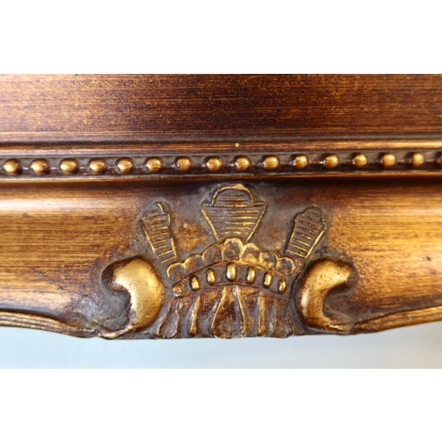 Substantial Vintage Gilt Frame Mirror — Carved Wood With Composition Ornament Detailing For Sale In Austin - Image 6 of 8