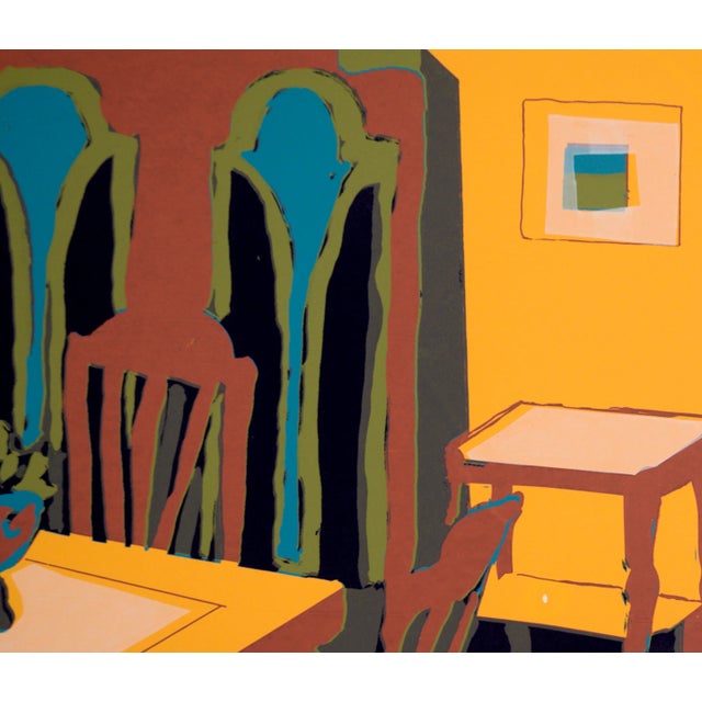 Yellow Dining Room Interior - Multi Layer Fauvist Screenprint on Archival Paper by Doris Warner For Sale - Image 4 of 7
