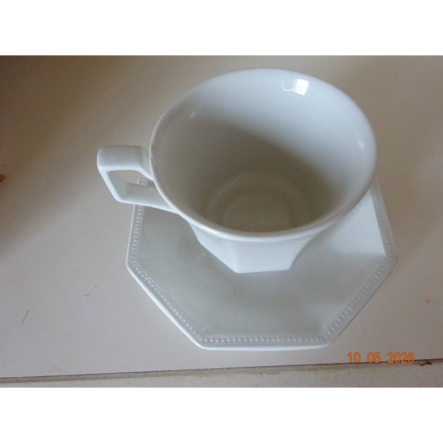 Vintage 4 Each Made in England Johnson Brothers White Heritage Cups and Sauces For Sale In Tampa - Image 6 of 6