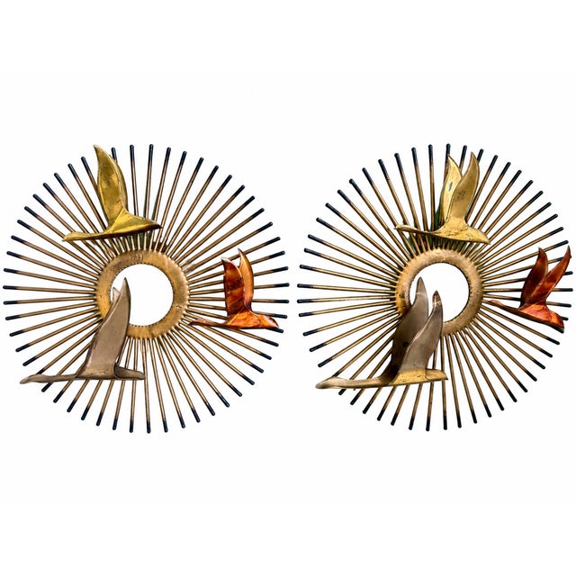 1970s Mid-Century Modern Brutalist Sunburst Bird Wall Sculptures – Exceptional Matching Pair in the Style of Curtis Jeré For Sale - Image 13 of 17