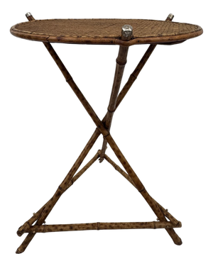 Vintage Bamboo and Wicker Table, 1950s